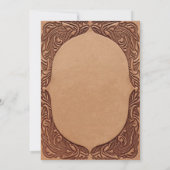 Country Tooled Leather Western Coach Chic Wedding Kaart (Achterkant)