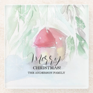 Country Village Witte Kerst Glazen Onderzetter