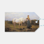 Country Vrouw Het nemen van een Paard aan Water Cadeaulabel (Voorkant (Horizontaal))