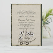 Country Wagon Wedding Kaart (Staand voorkant)