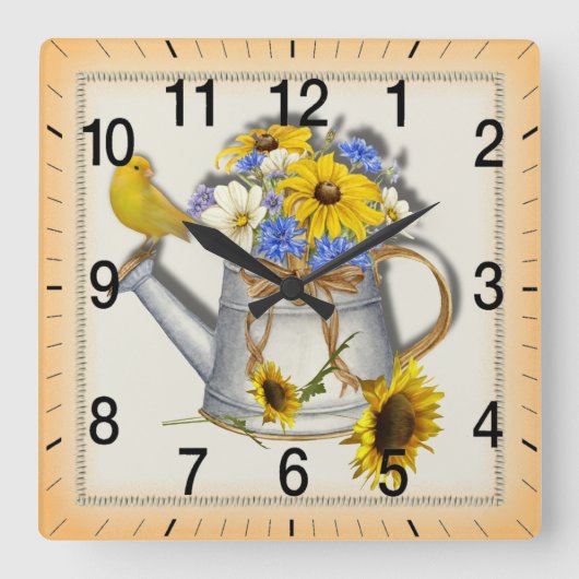 Country water can wall clock vierkante klok (Voorkant)