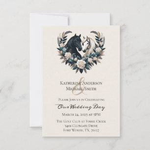 Country Wedding-Horses in Love Kaart