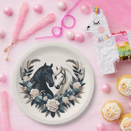 Country Wedding-Horses in Love Papieren Bordje (Feest)