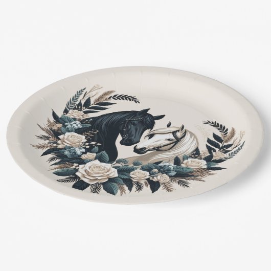 Country Wedding-Horses in Love Papieren Bordje (Gekanteld)