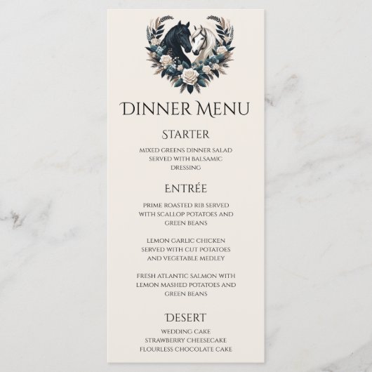 Country Wedding-Horses in Love Wedding Menu (Voorkant)