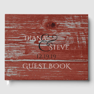 Country Wedding Red Rustic Barn Wood Grain Gastenboek