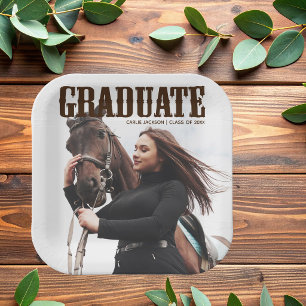 Country Western Afstudeerfoto Cowgirl Afstuderen Papieren Bordje
