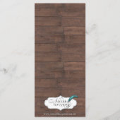 Country Western Barbed Wire Mariage Menu (Dos)