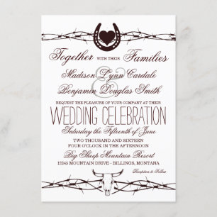 Country Western Barbed Wire Wedding Invitations