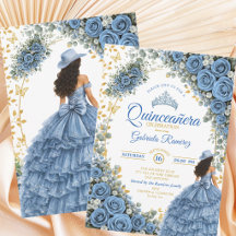 Country Western Blauwe Rozen Gouden Quinceañera