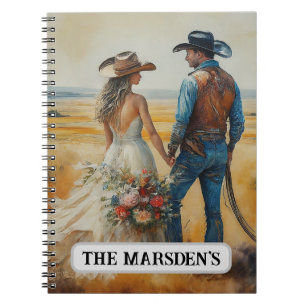 Country Western Bruiloft Waterverf Notitieboek