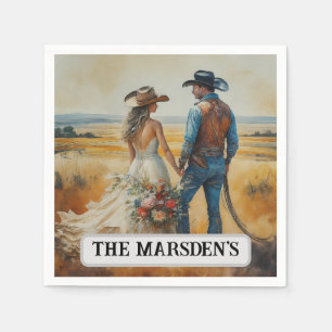 Country Western Bruiloft Waterverf Servet