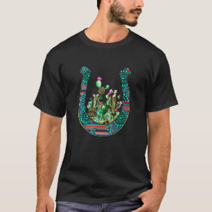 Country Western Cactus Zonnebloem Hoefijzer Kledin T-shirt
