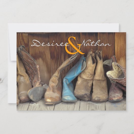 Country Western Cowboy Boots Faire-part de mariage (Devant)