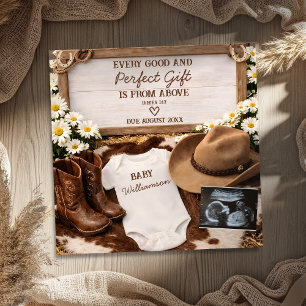 Country Western Cowboy Laarzen Baby Aankondiging Z