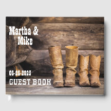 Country Western Cowboy Laarzen Huwelijksgastboek