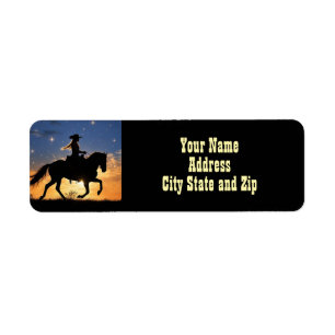 Country Western Cowgirl en Paard Label