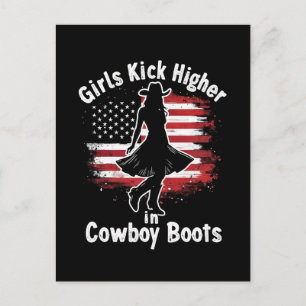 Country Western Cowgirl Meisjes Trappen Hoger in L Feestdagenkaart