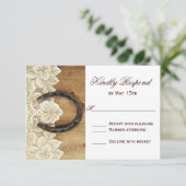 Country Western Horseshoe Lace Wedding Carte RSVP (Debout devant)