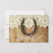 Country Western Horseshoe Lace Wedding Carte RSVP (Dos)