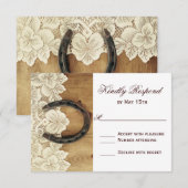 Country Western Horseshoe Lace Wedding Carte RSVP (Devant / Derrière)