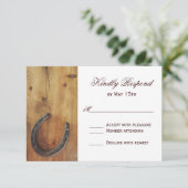 Country Western Horseshoe Rustic Wedding Carte RSV (Debout devant)