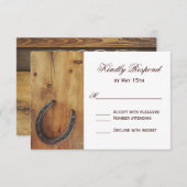 Country Western Horseshoe Rustic Wedding Carte RSV (Devant / Derrière)