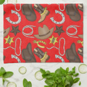 Country Western motif serviette de cuisine (Plié)