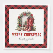 Country Western Plaid Christmas Paper Napkins Servet (Voorkant)