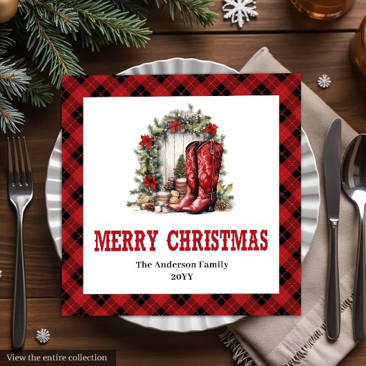 Country Western Plaid Christmas Paper Napkins Servet