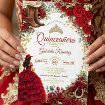 Country Western Rode rozen Gouden Quinceañera