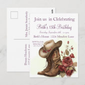 Country Western, Roses, Invitation 15e Anniversair (Devant / Derrière)