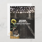 Country Western Rustic Grange Mariage Carte RSVP (Devant / Derrière)