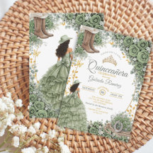Country Western Salie Groene Roos Gouden Quinceañe