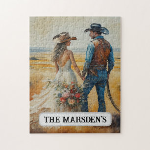 Country Western Trouwdag Waterverf Legpuzzel