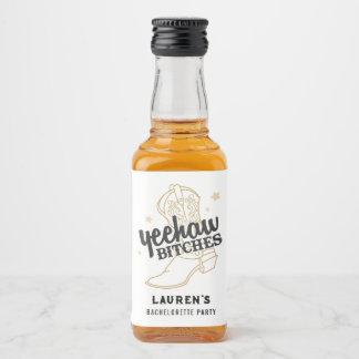 Country Western vrijgezellenfeestje mini flesje fa Likeurfles Etiket