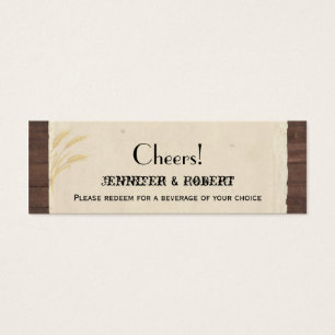 Country Wheat Grass Bruiloft Drink Tickets Mini Visitekaartjes