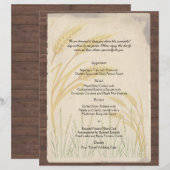 Country Wheat Grass op Parchment Wedding Menu (Voorkant / Achterkant)
