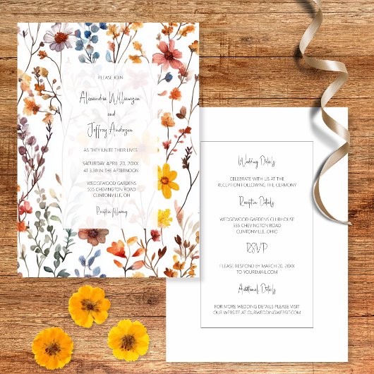Country Wildflowers Wedding Invitation