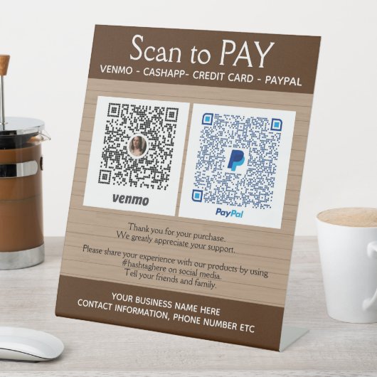 Country Wood Crafts VenmoPay hier Reclamebord Met Voetstuk (Insitu)