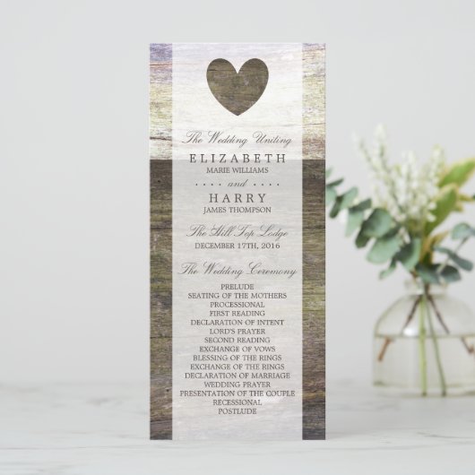 Country Wood Heart Wedt Programme (Debout devant)