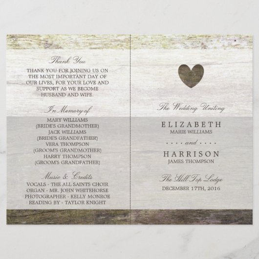 Country Wood Heart Wedt Programme (Devant)