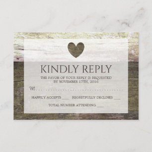 Country Wood Heart Wedt RSVP