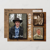 Country Wood Open House Uitnodiging Briefkaart (Voorkant / Achterkant)