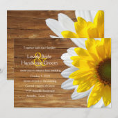 Country Wood Sunflower Invitation Mariage d'été (Devant / Derrière)