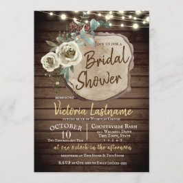 Country Wood Tree Slice Rustic String Lights Kaart