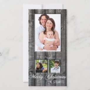 Country Wood Trois photo Carte de Noël