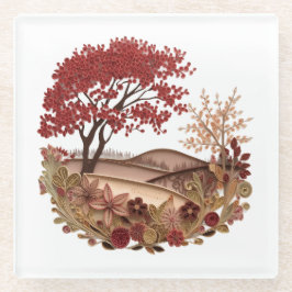 Countryside in the Autumn Quilling effect design Glazen Onderzetter