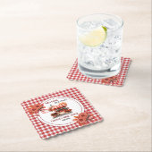 Countryside Picknick Geruite Bruiloft Kartonnen Onderzetters (Insitu)