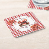 Countryside Picknick Geruite Bruiloft Kartonnen Onderzetters (Gebogen)